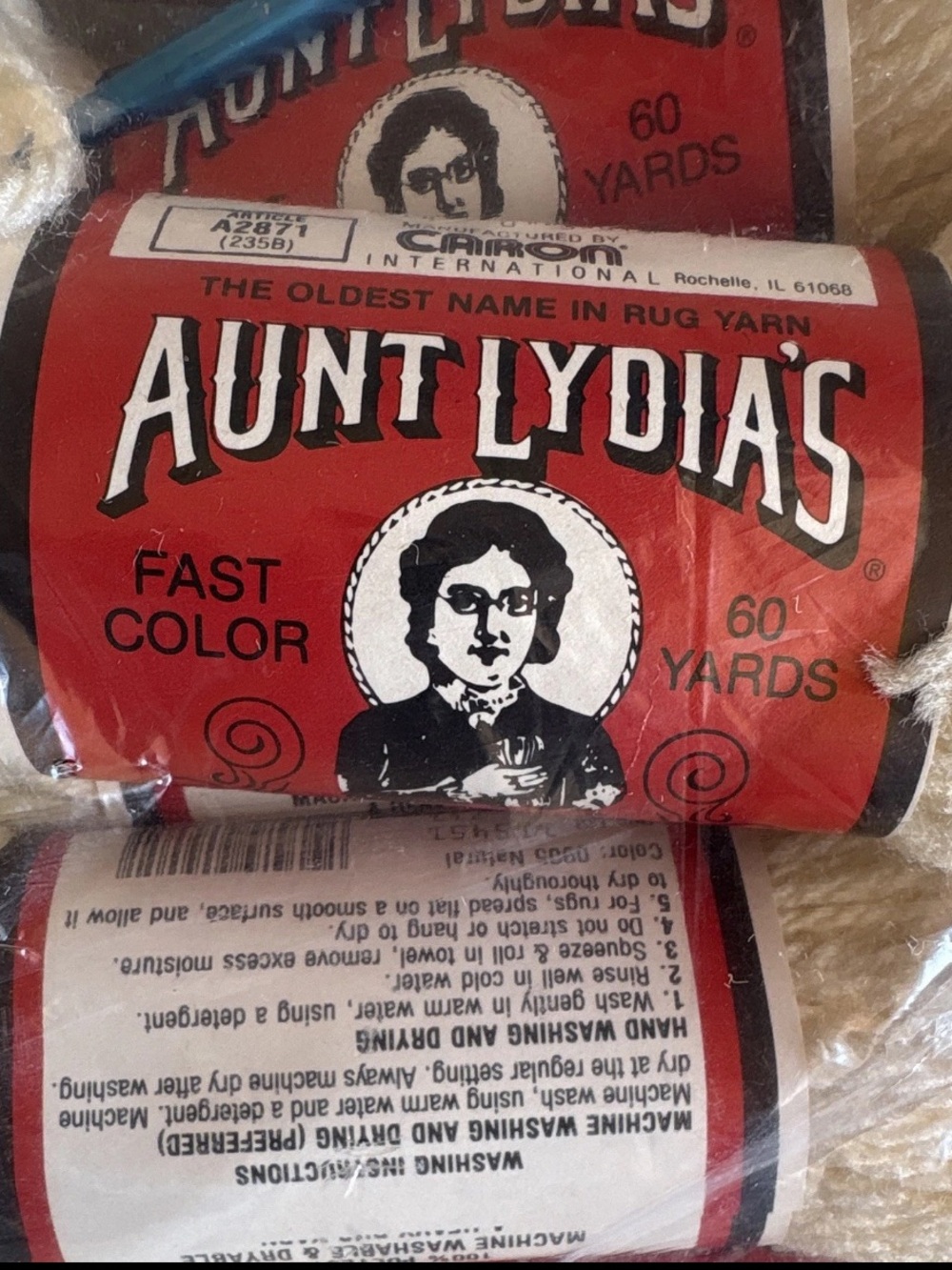 Vtg Aunt Lydia's Heavy Rug Yarn Natural 0905 Factory Sealed Lot of 12 Pack Hook